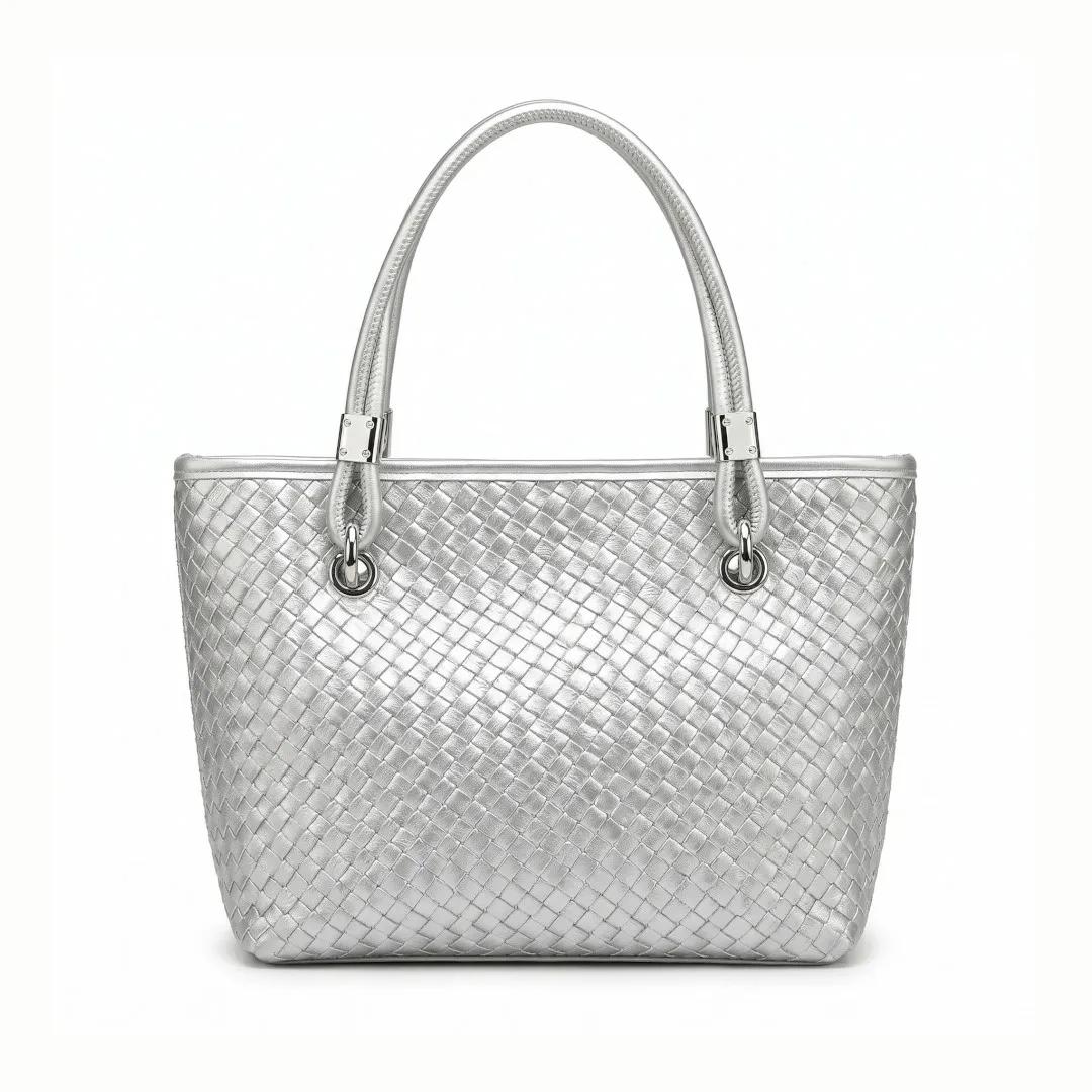 Sac à main tressé argenté pour femme