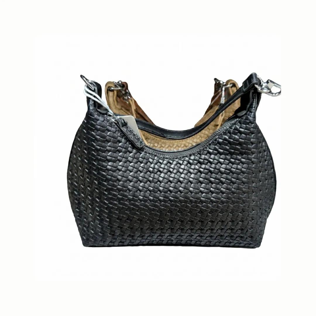 Sac en Cuir Tressé Noir Élégant